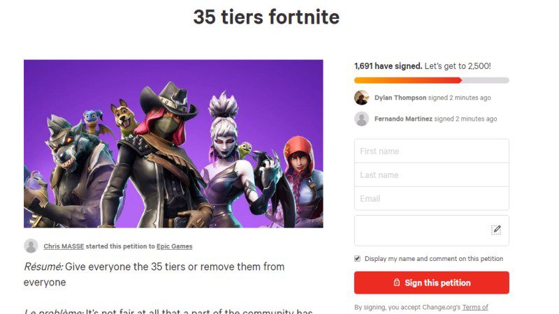 fortnite fortnitemares 35 free tier petition - fortnite free 35 tiers